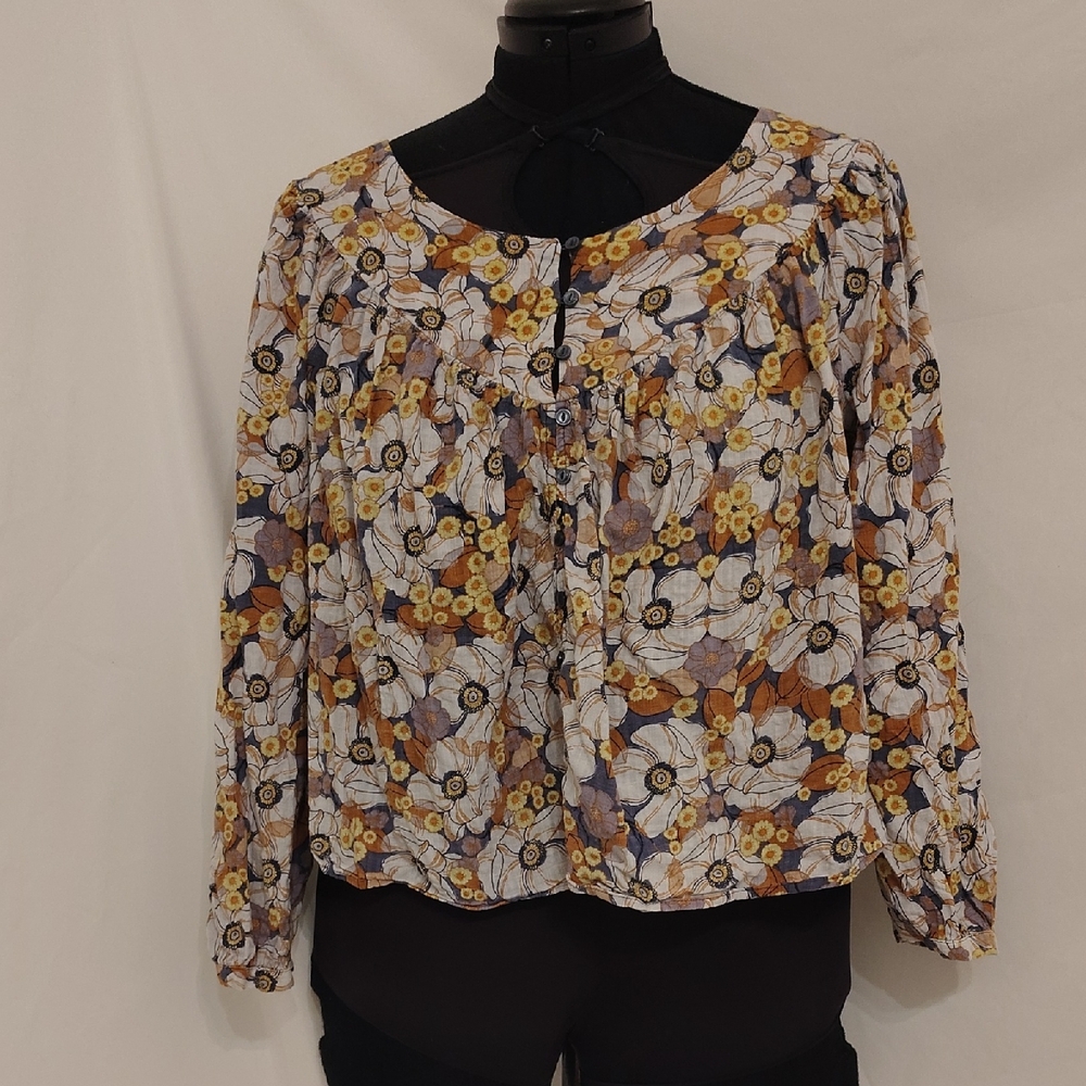 a.n.a Floral Peasant Blouse in Yellow and White